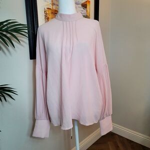 Avec Les Filles Mock Neck Long Sleeves Blouse